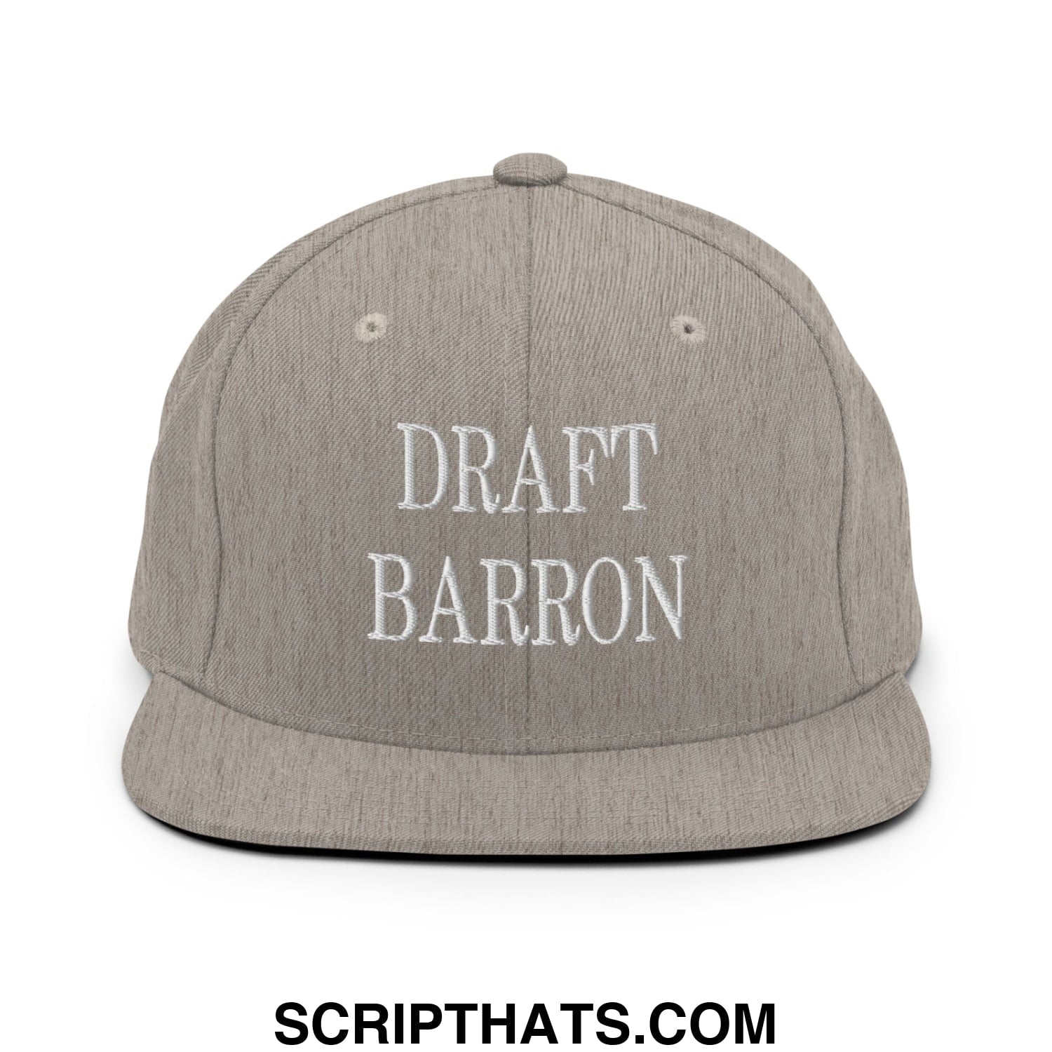 Draft Barron Embroidered Flat Bill Brim Snapback Hat Heather Grey