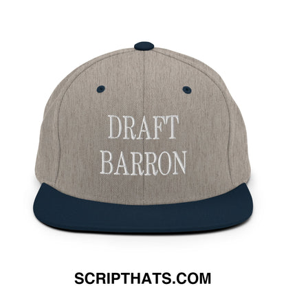Draft Barron Embroidered Flat Bill Brim Snapback Hat Heather Grey Navy