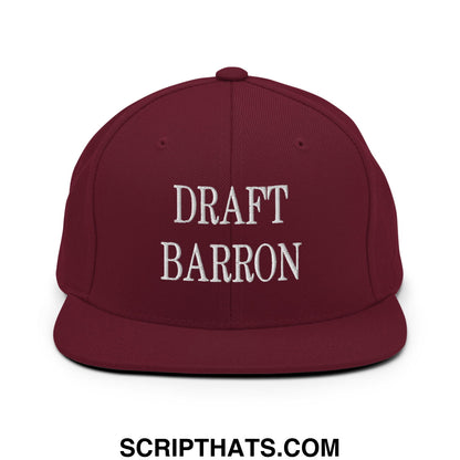Draft Barron Embroidered Flat Bill Brim Snapback Hat Maroon