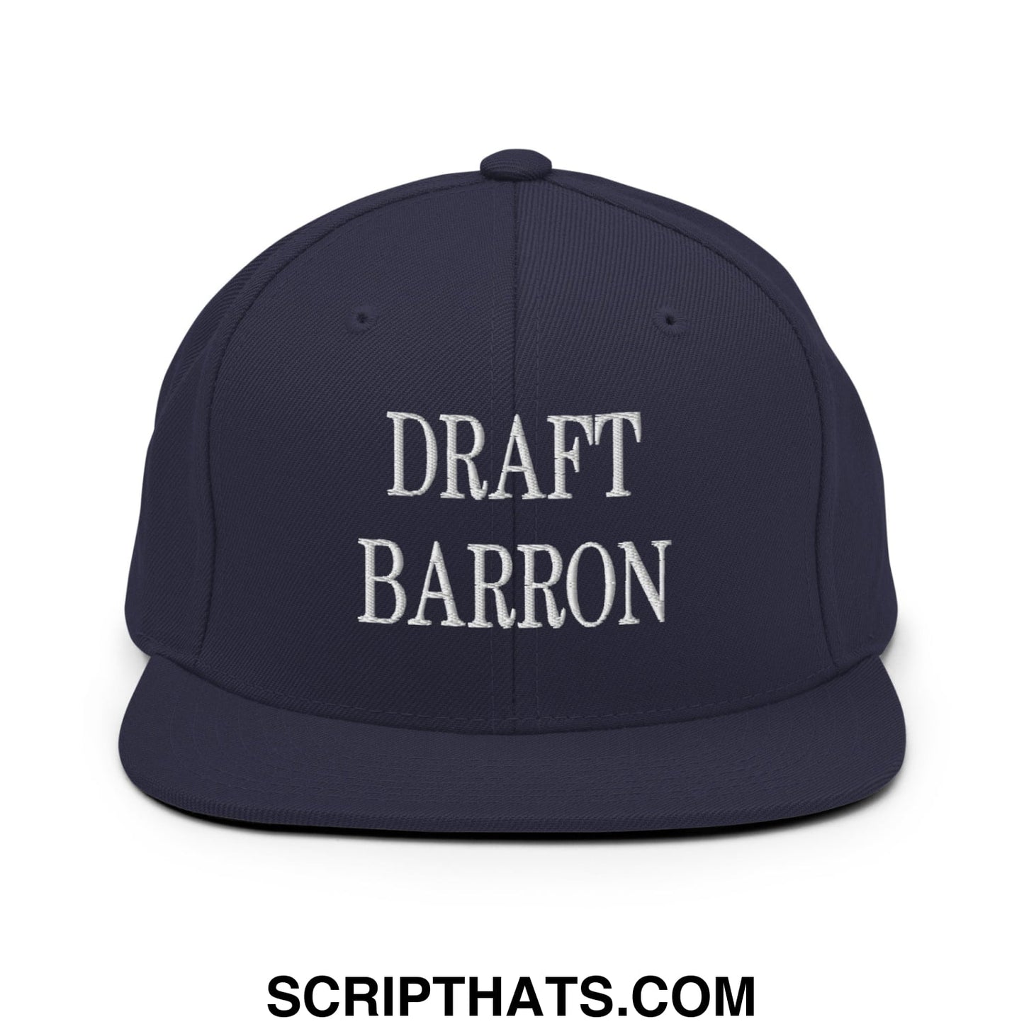 Draft Barron Embroidered Flat Bill Brim Snapback Hat Navy