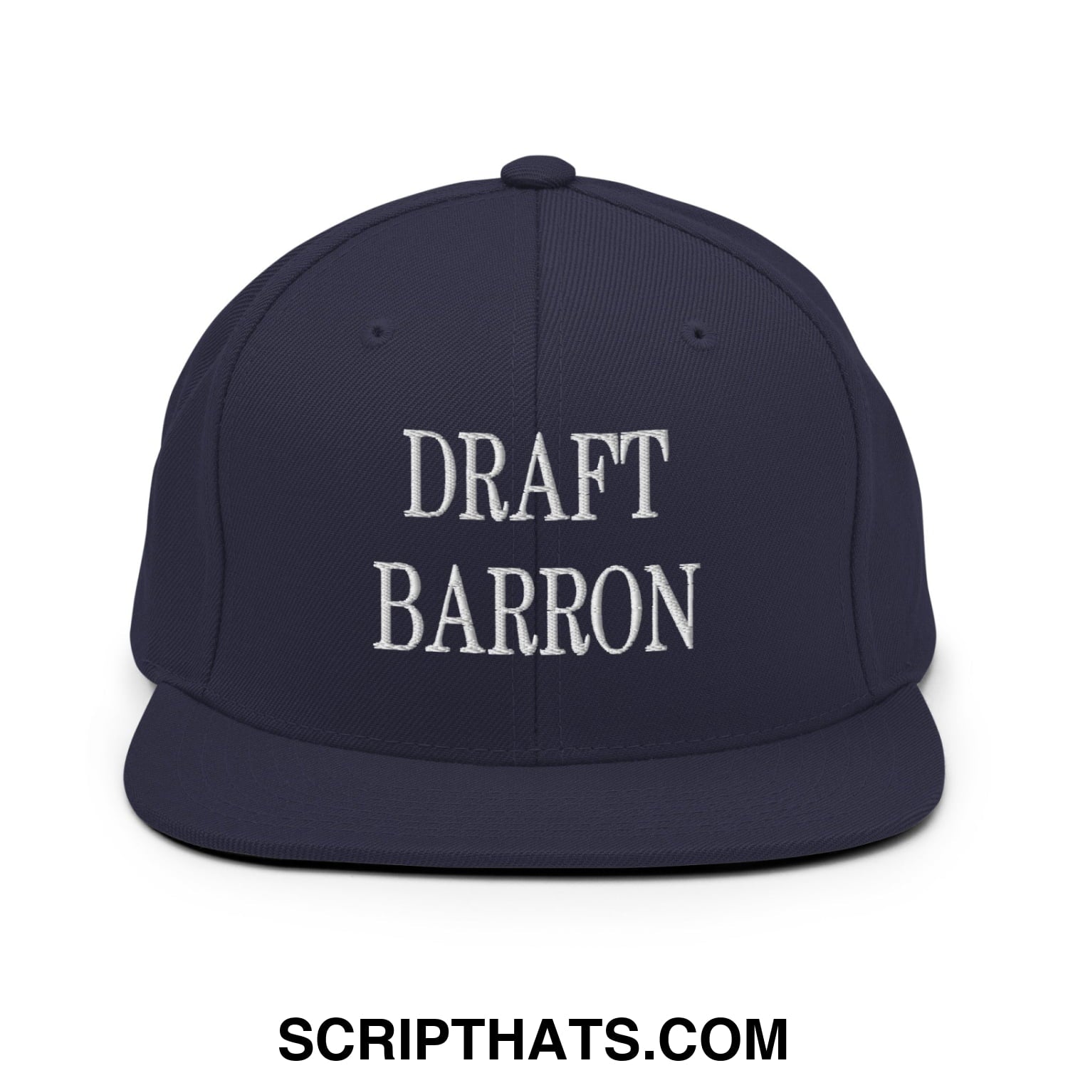 Draft Barron Embroidered Flat Bill Brim Snapback Hat Navy