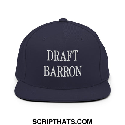 Draft Barron Embroidered Flat Bill Brim Snapback Hat Navy