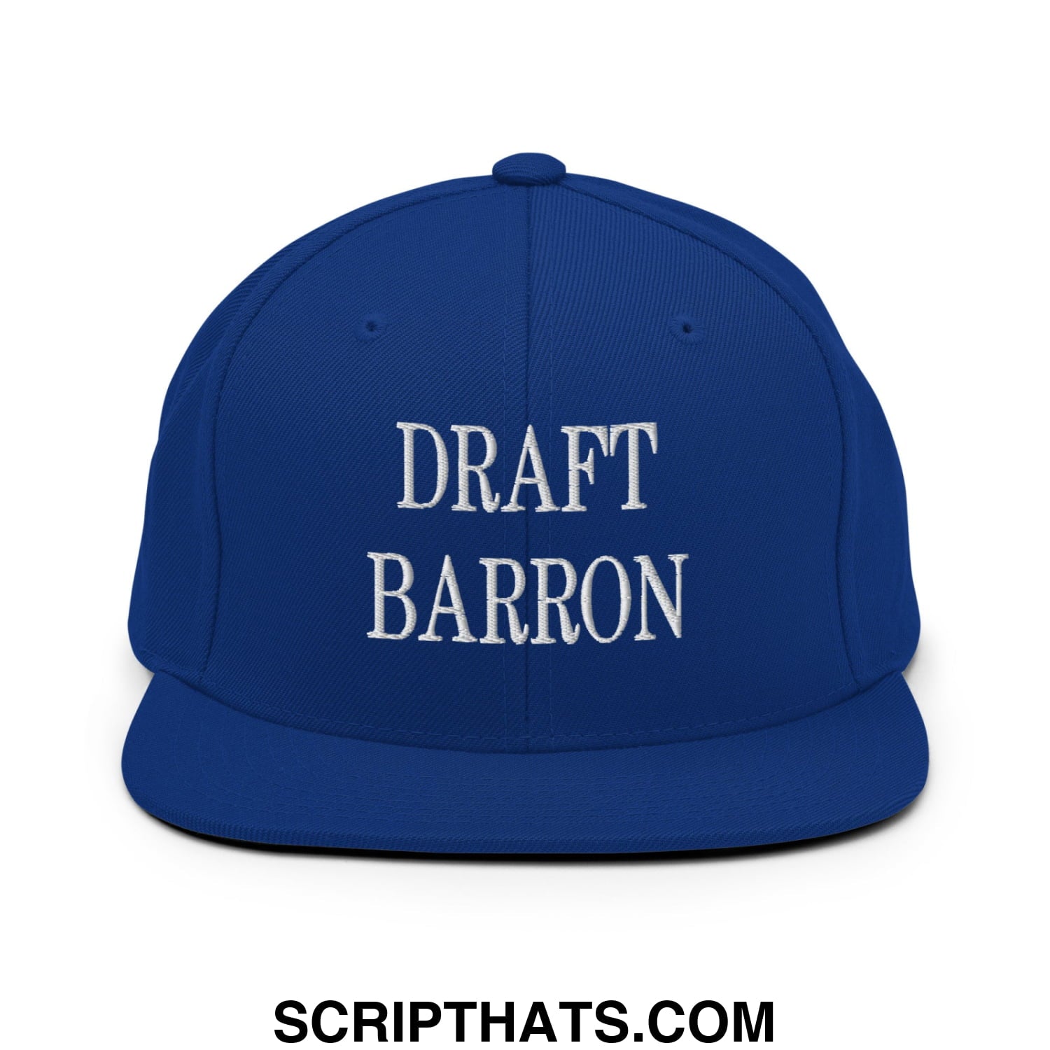 Draft Barron Embroidered Flat Bill Brim Snapback Hat Royal Blue