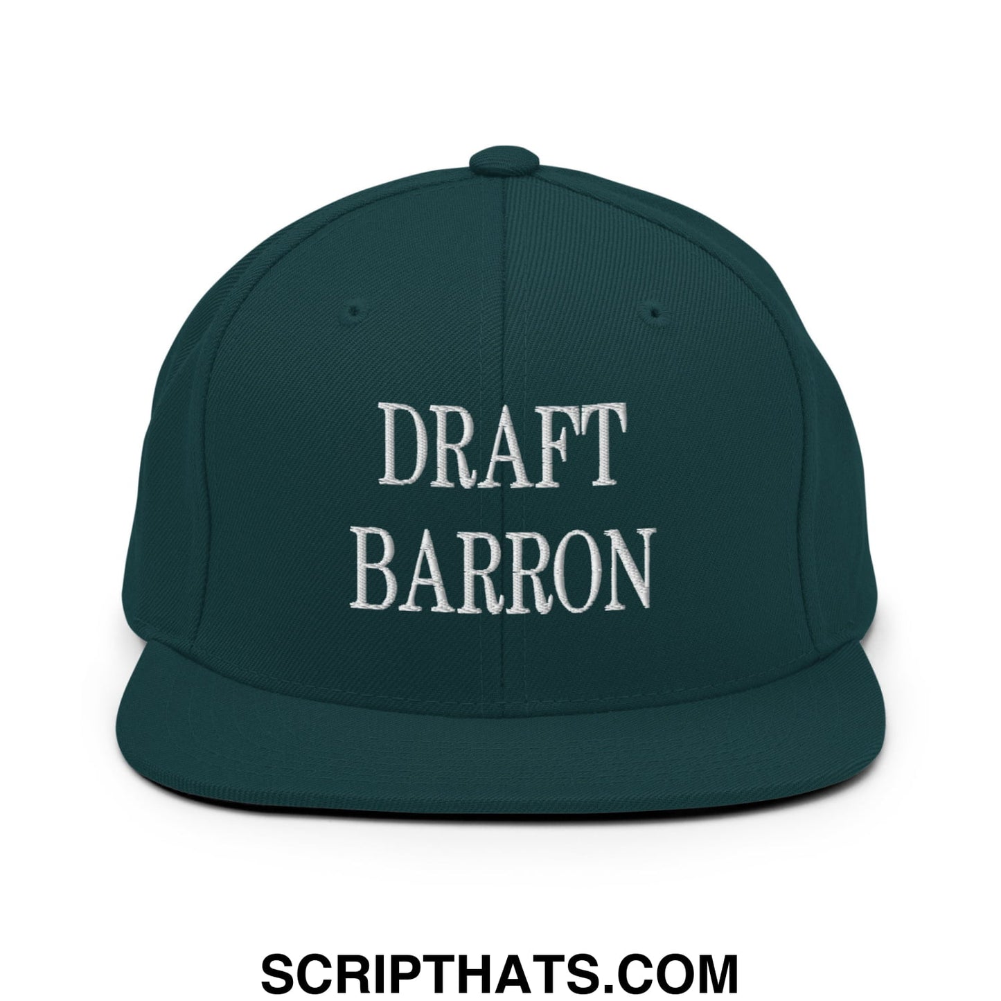 Draft Barron Embroidered Flat Bill Brim Snapback Hat Spruce