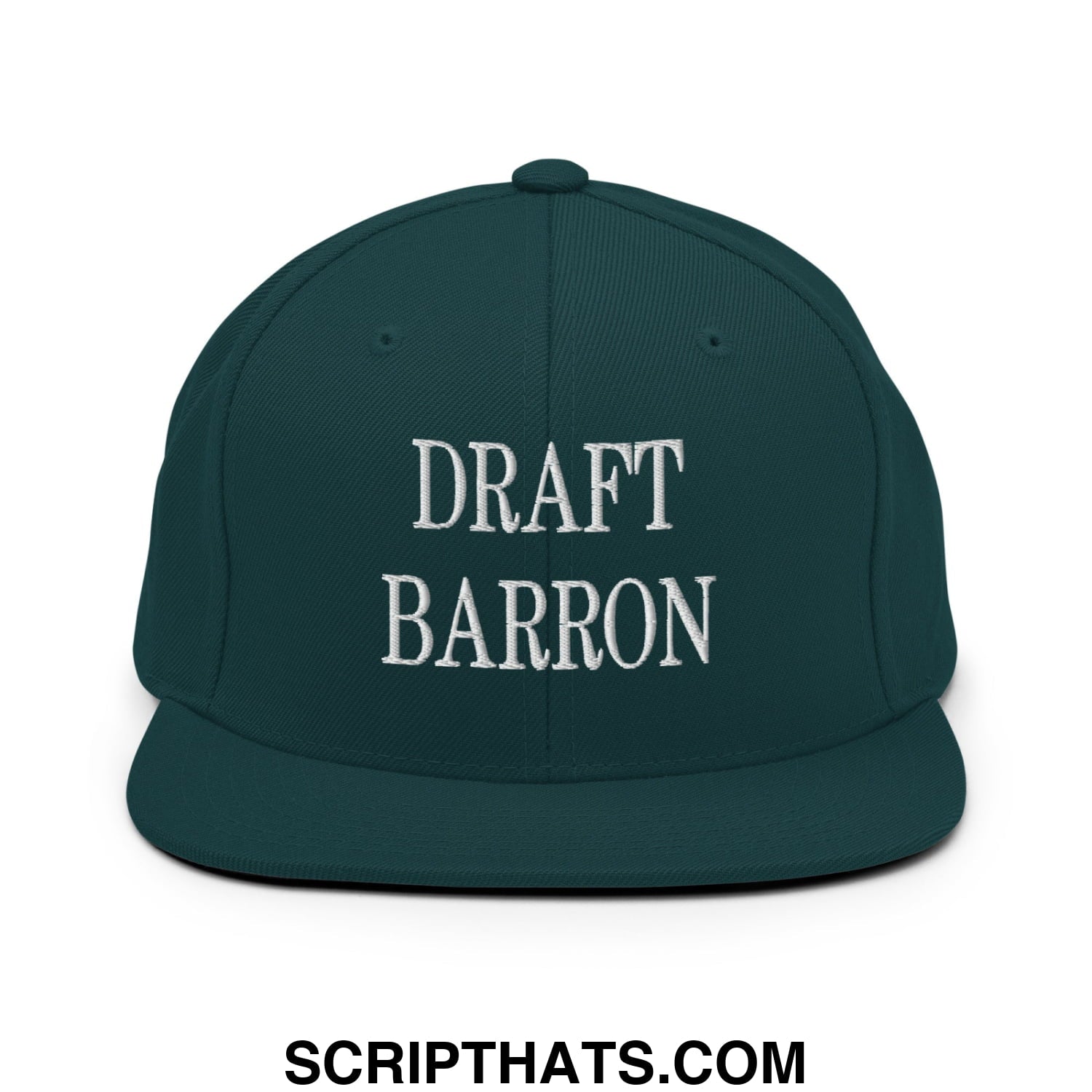 Draft Barron Embroidered Flat Bill Brim Snapback Hat Spruce
