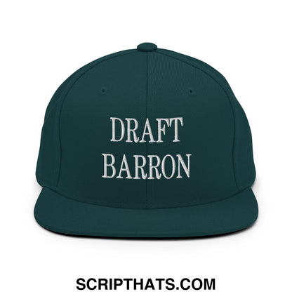 Draft Barron Embroidered Flat Bill Brim Snapback Hat Spruce