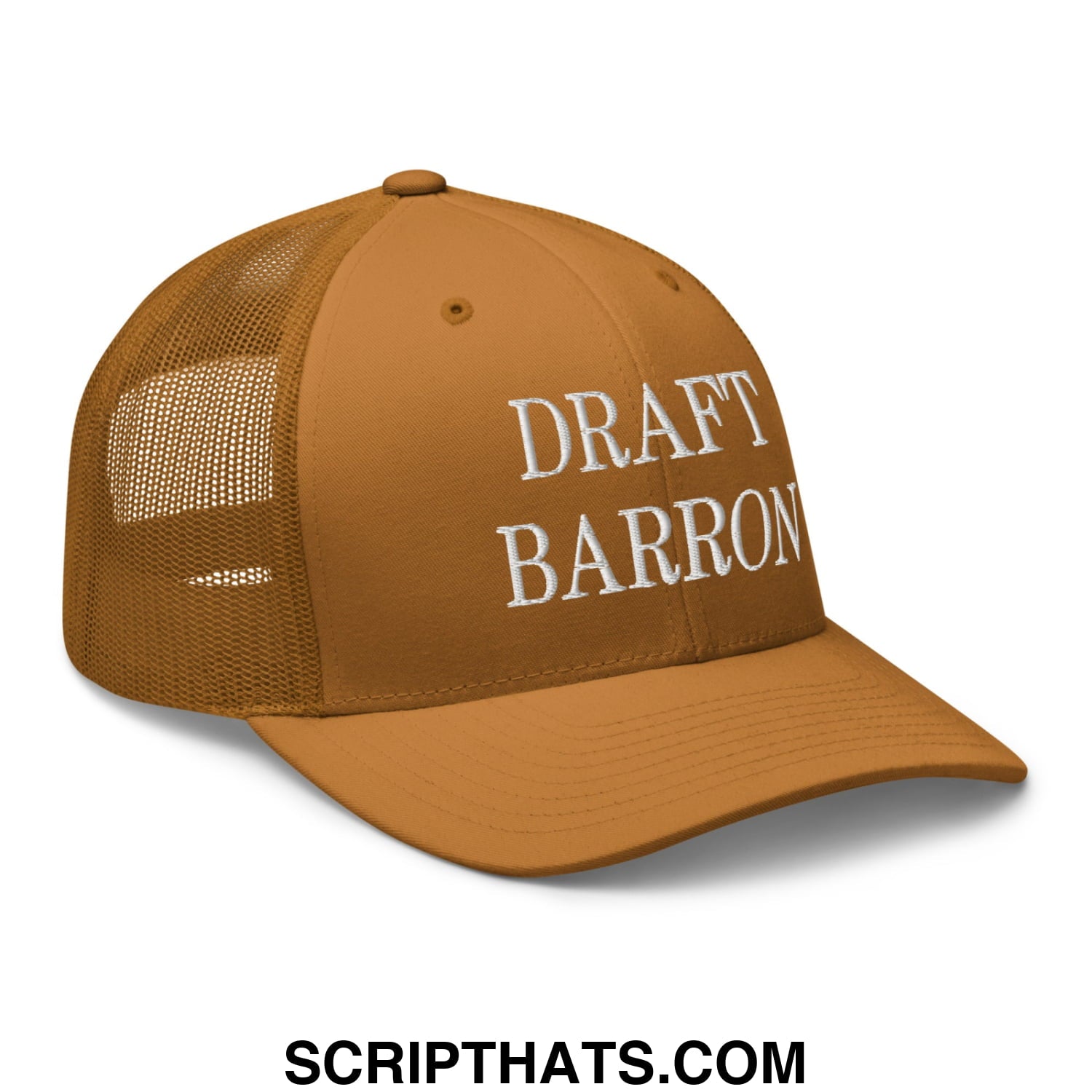 Draft Barron Embroidered Mesh Trucker Hat Caramel