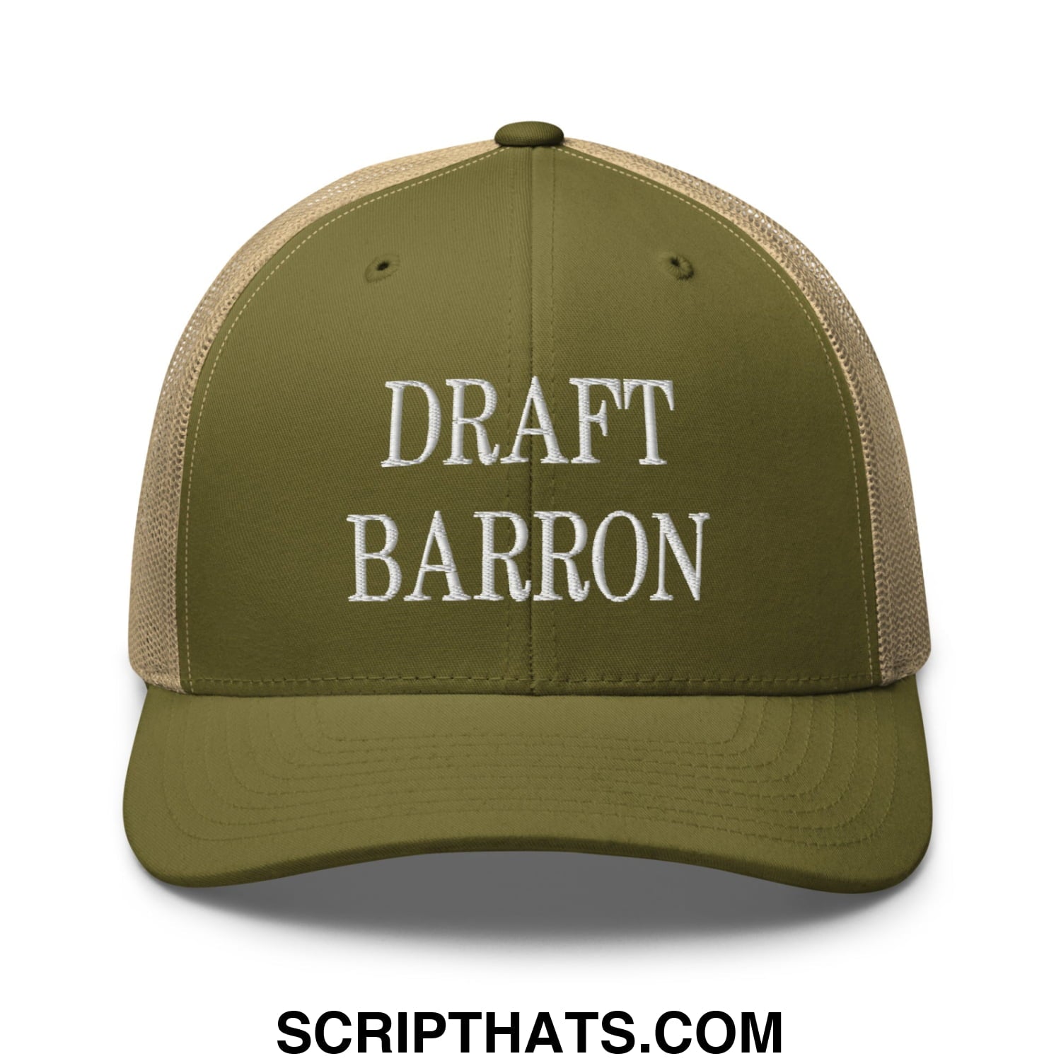 Draft Barron Embroidered Mesh Trucker Hat Moss Khaki