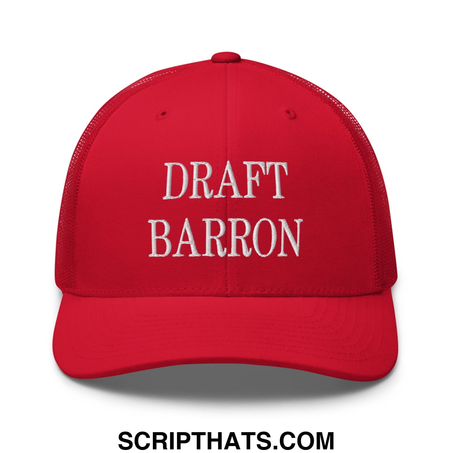 Draft Barron Embroidered Mesh Trucker Hat Red