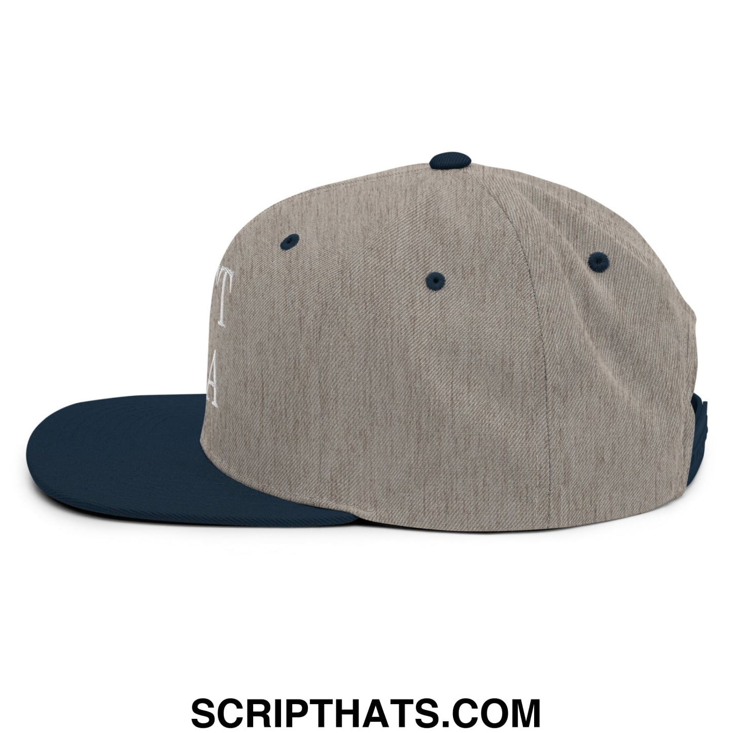 Draft MAGA Embroidered Flat Bill Brim Snapback Hat Heather Grey Navy