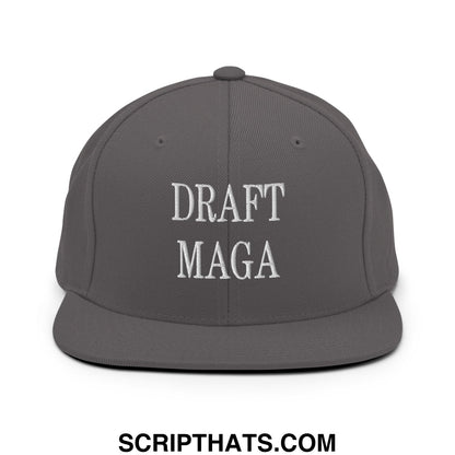 Draft MAGA Embroidered Flat Bill Brim Snapback Hat Dark Grey