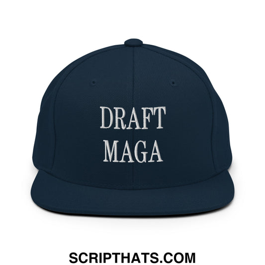 Draft MAGA Embroidered Flat Bill Brim Snapback Hat Dark Navy