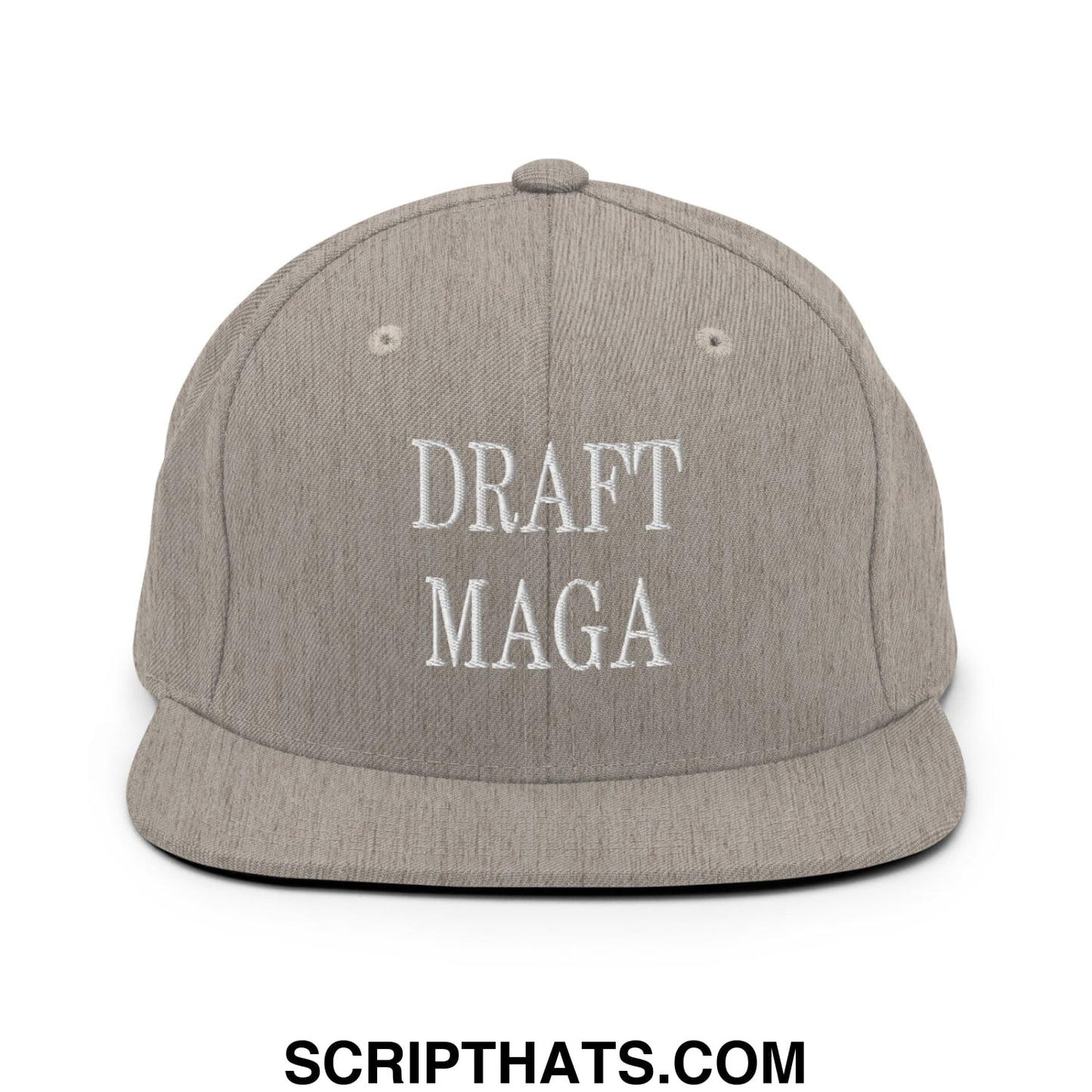 Draft MAGA Embroidered Flat Bill Brim Snapback Hat Heather Grey