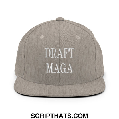 Draft MAGA Embroidered Flat Bill Brim Snapback Hat Heather Grey