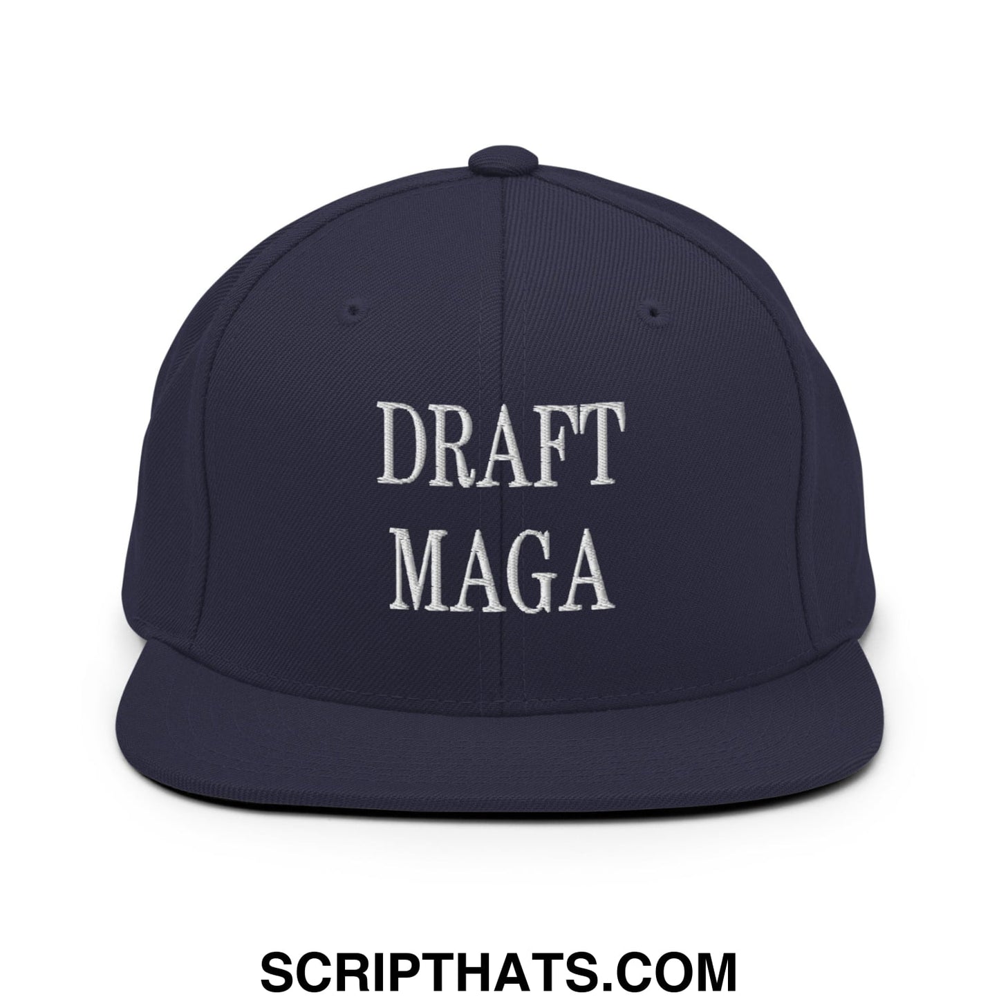 Draft MAGA Embroidered Flat Bill Brim Snapback Hat Navy