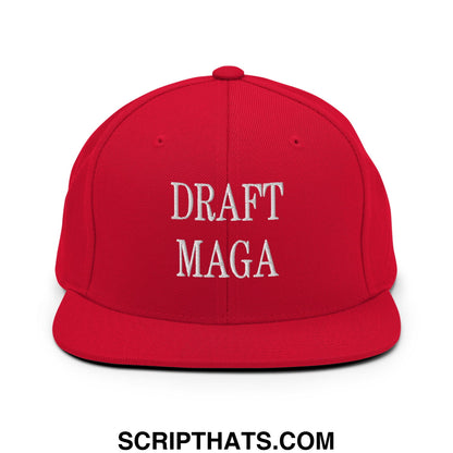 Draft MAGA Embroidered Flat Bill Brim Snapback Hat Red