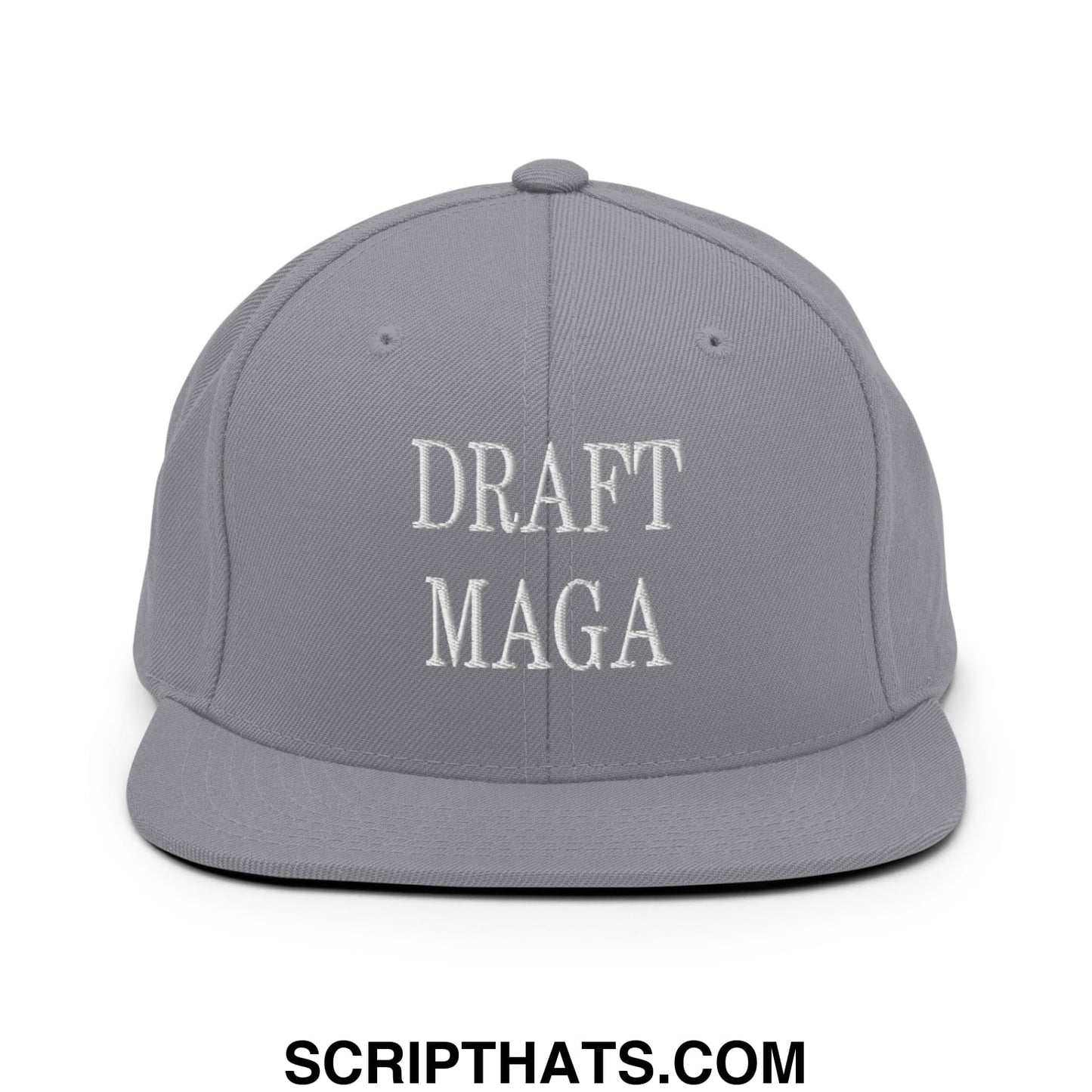 Draft MAGA Embroidered Flat Bill Brim Snapback Hat Silver