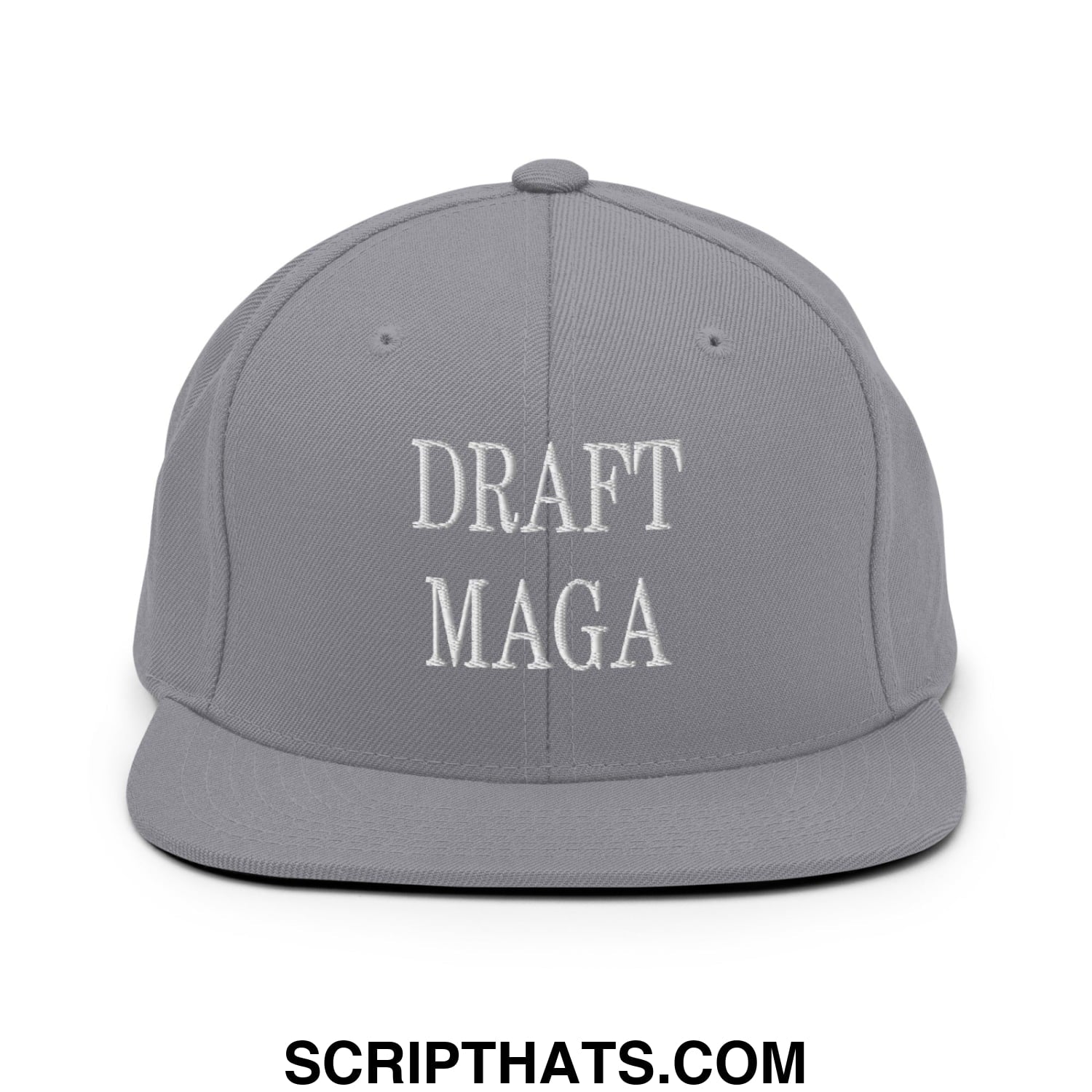 Draft MAGA Embroidered Flat Bill Brim Snapback Hat Silver
