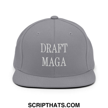 Draft MAGA Embroidered Flat Bill Brim Snapback Hat Silver