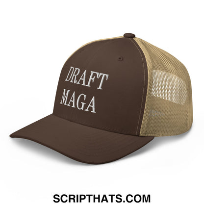 Draft MAGA Embroidered Mesh Trucker Hat Brown Khaki