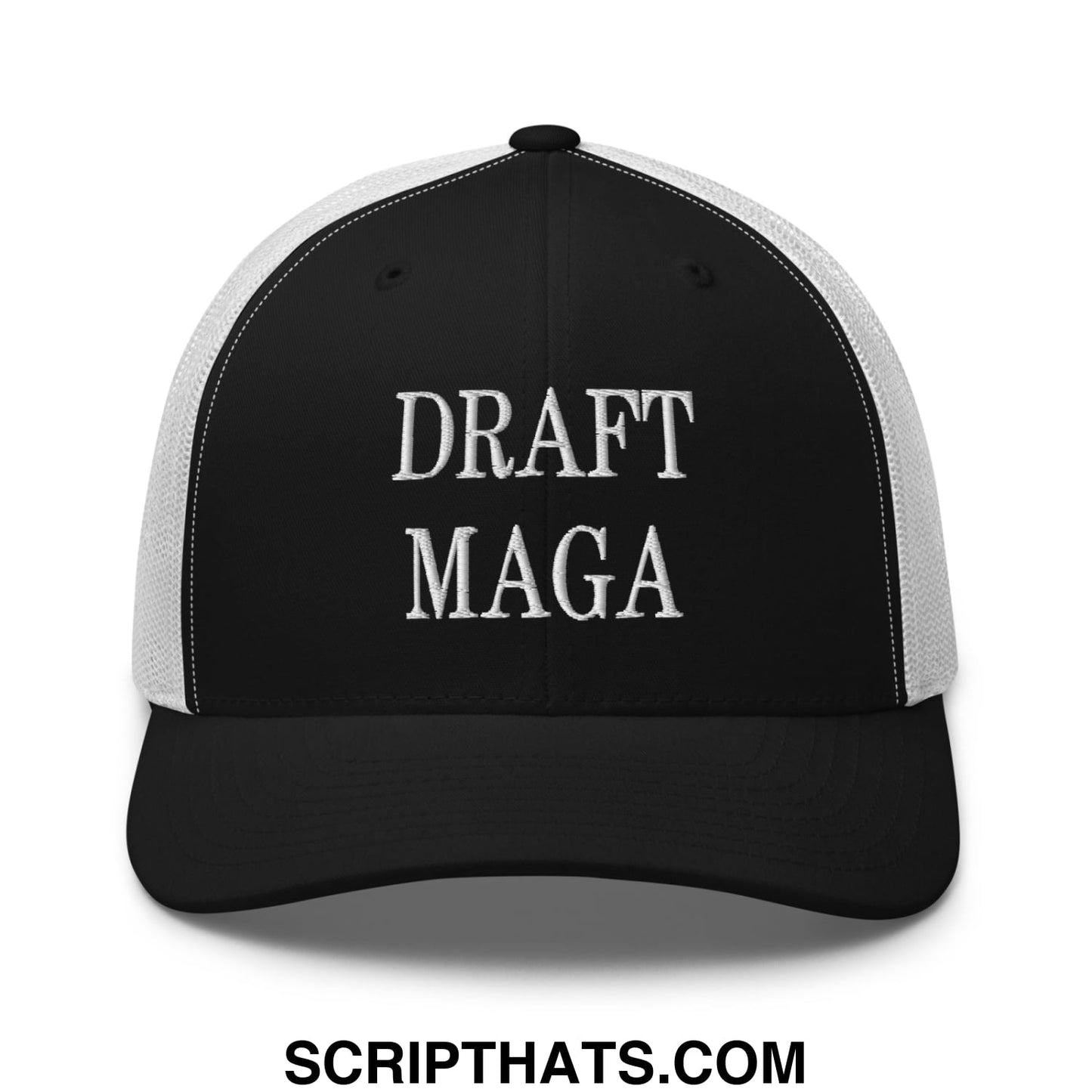 Draft MAGA Embroidered Mesh Trucker Hat Black White