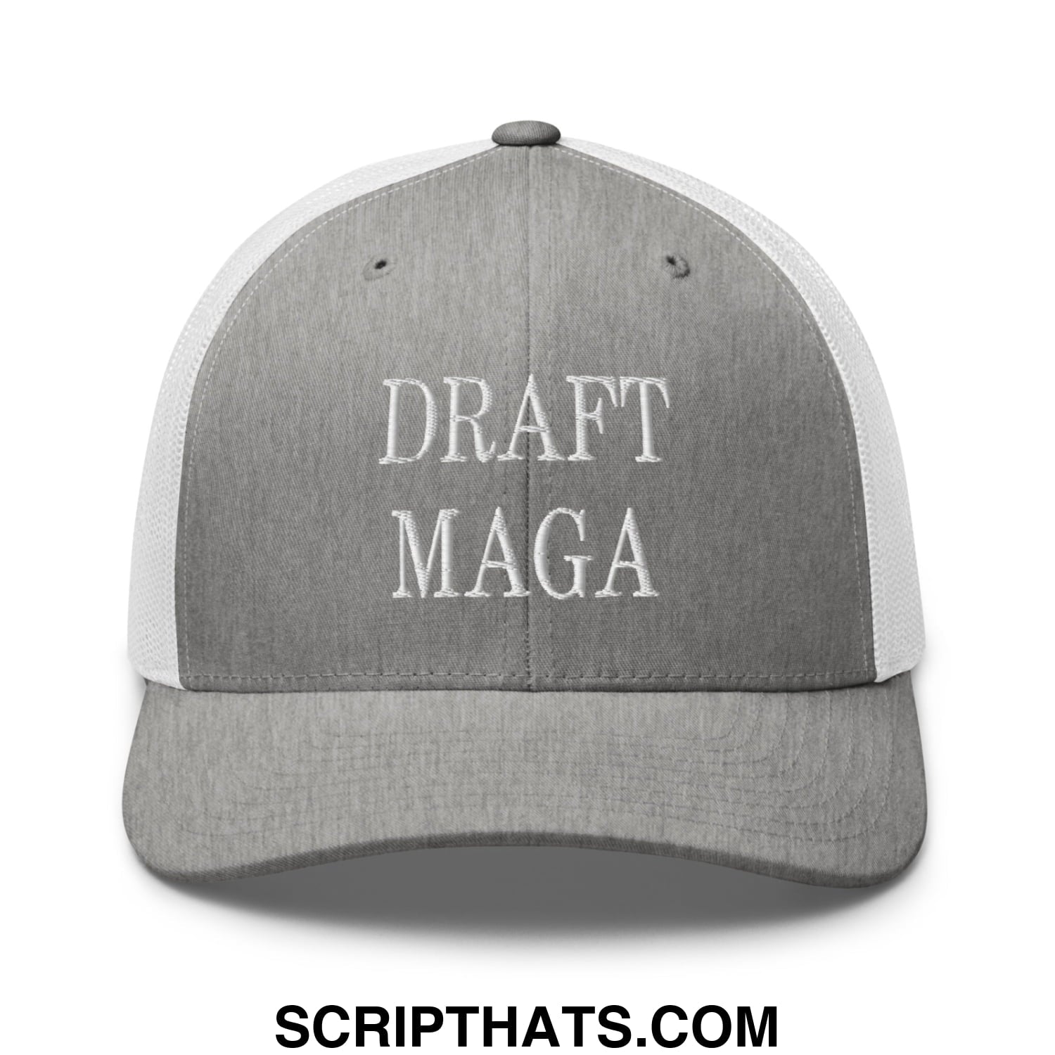 Draft MAGA Embroidered Mesh Trucker Hat Heather Grey White