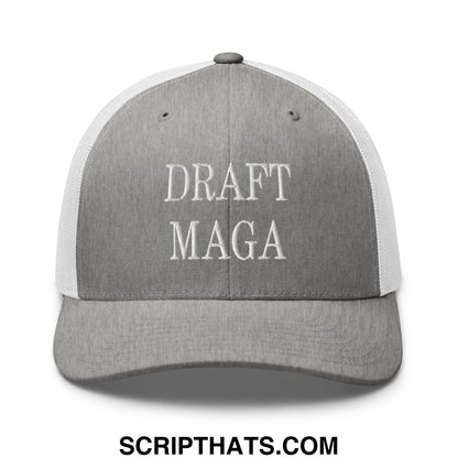 Draft MAGA Embroidered Mesh Trucker Hat Heather Grey White
