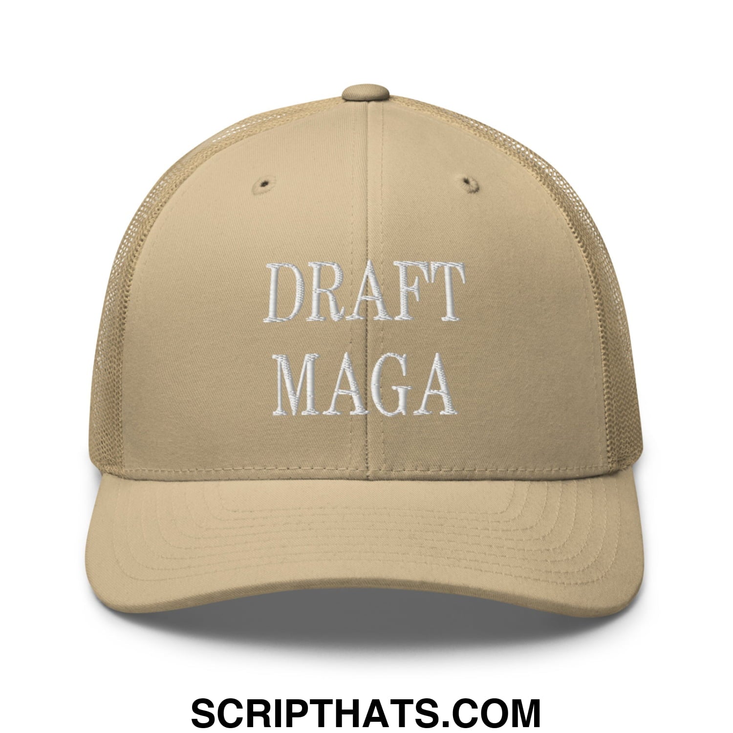 Draft MAGA Embroidered Mesh Trucker Hat Khaki