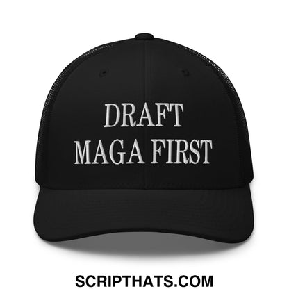 Draft MAGA First Embroidered Mesh Trucker Hat Black