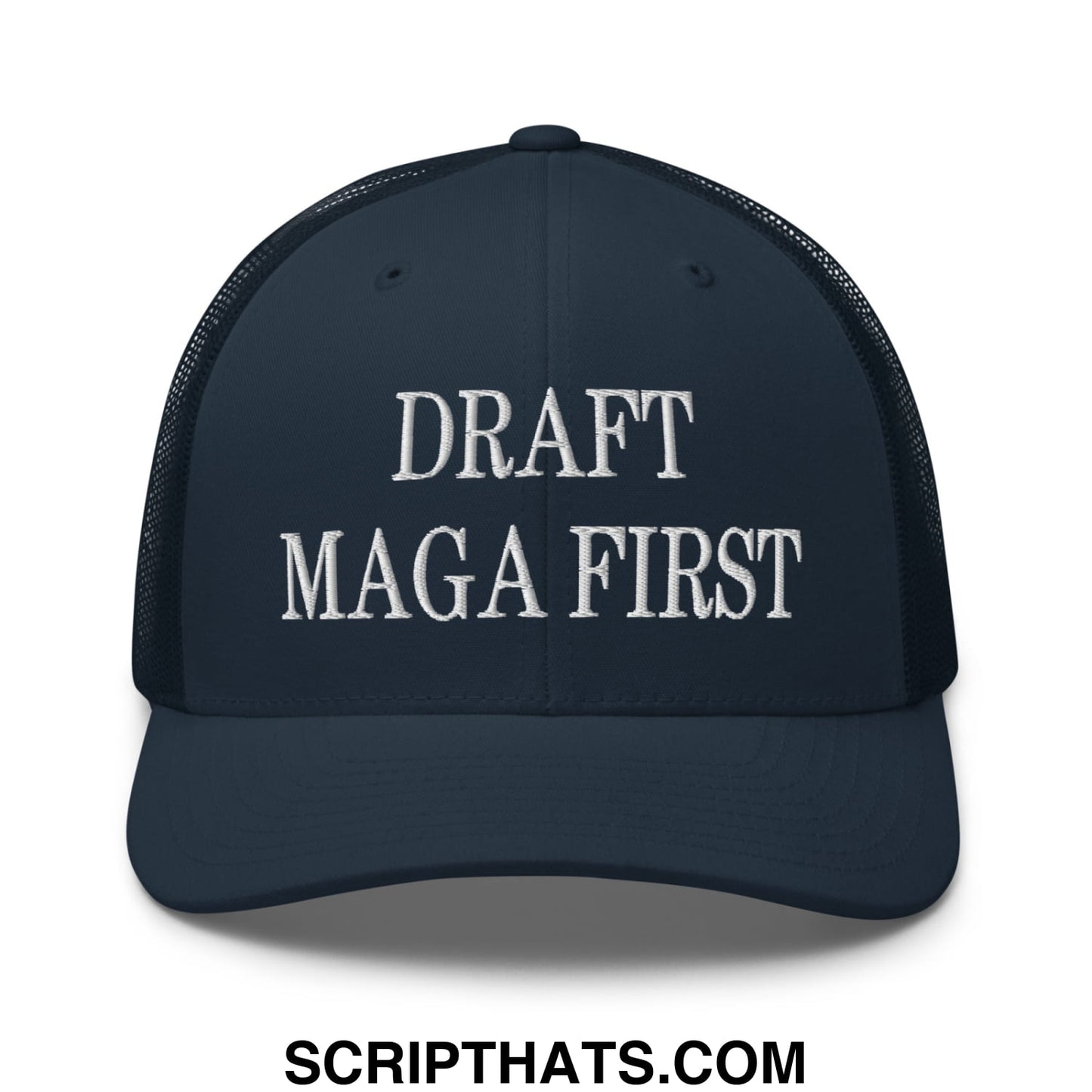 Draft MAGA First Embroidered Mesh Trucker Hat Navy