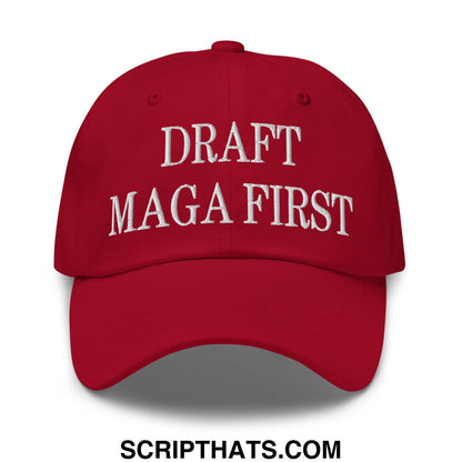 Draft MAGA First Embroidered Unstructured Dad Hat Cranberry