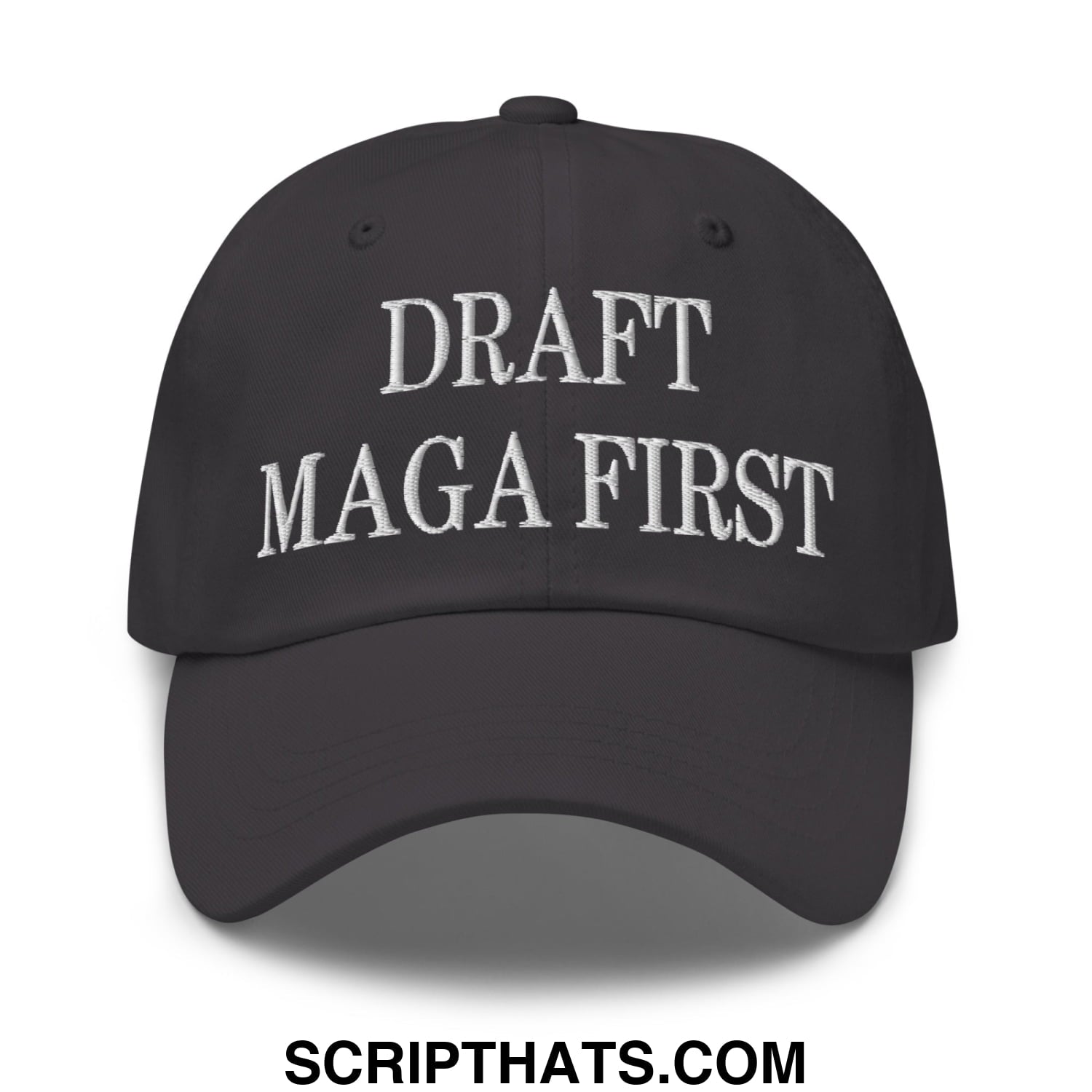 Draft MAGA First Embroidered Unstructured Dad Hat Dark Grey