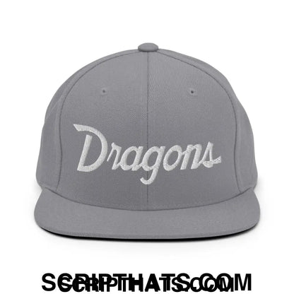 Dragons School Mascot Snapback Hat Heather Grey