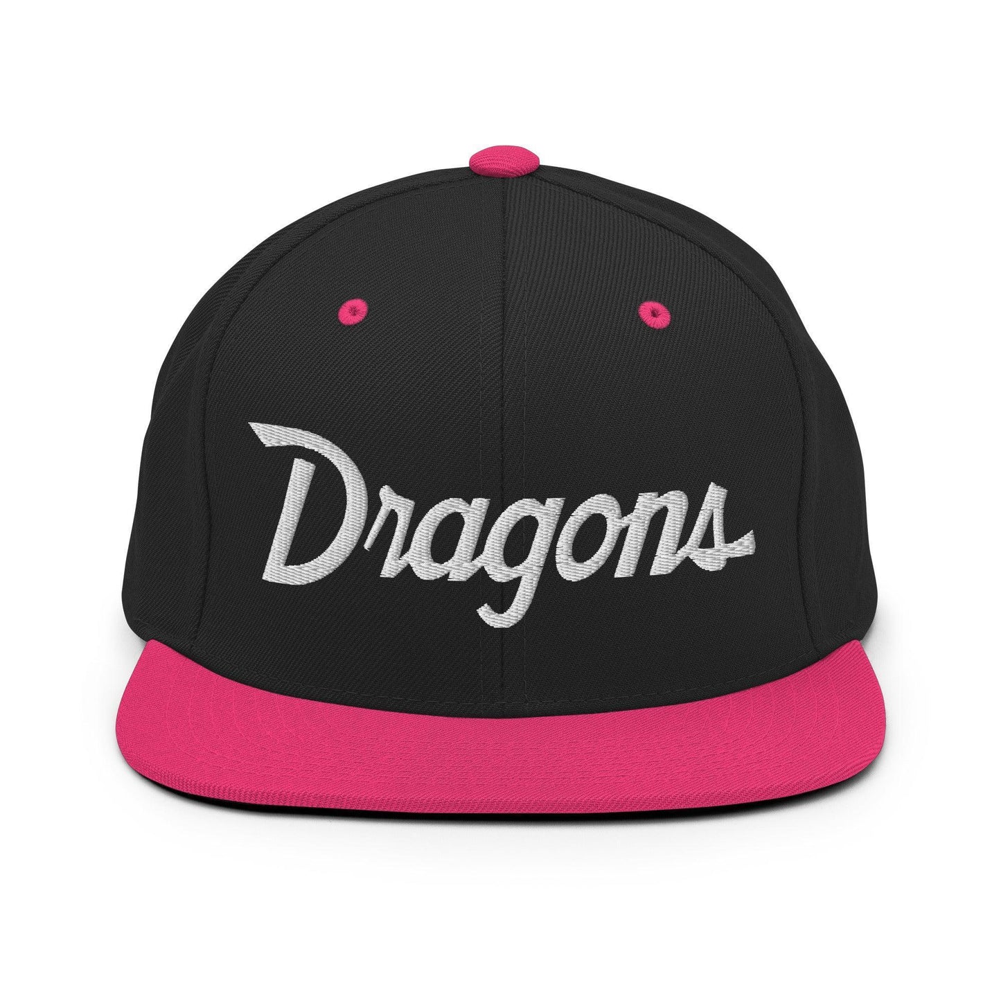 Dragons School Mascot Snapback Hat Black/ Neon Pink