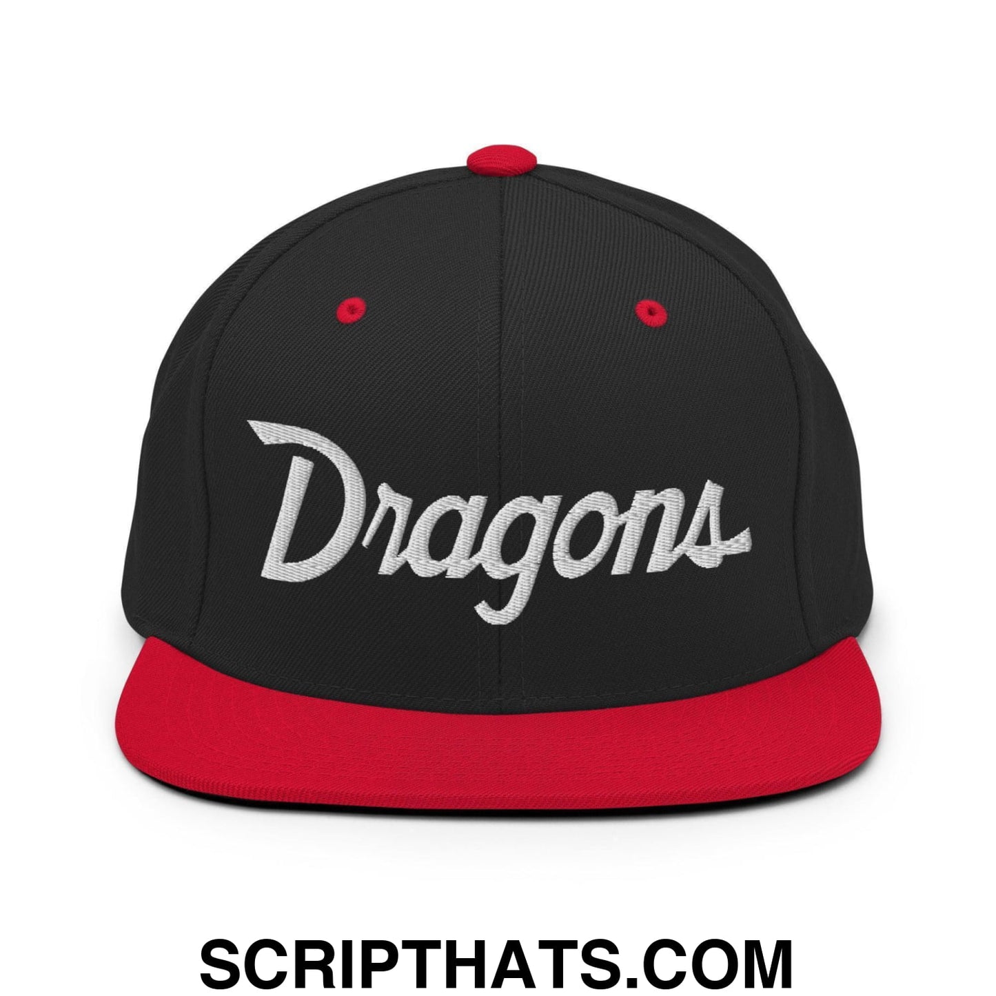 Dragons School Mascot Snapback Hat Black Red