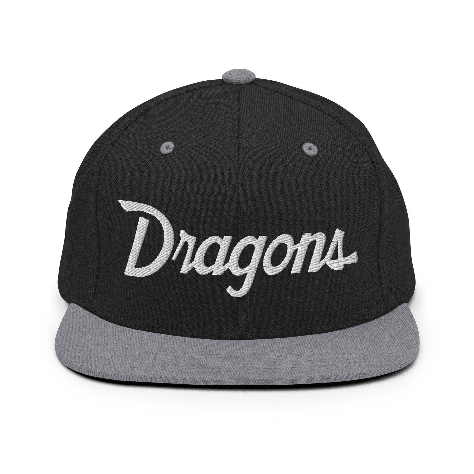 Dragons School Mascot Snapback Hat Black/ Silver