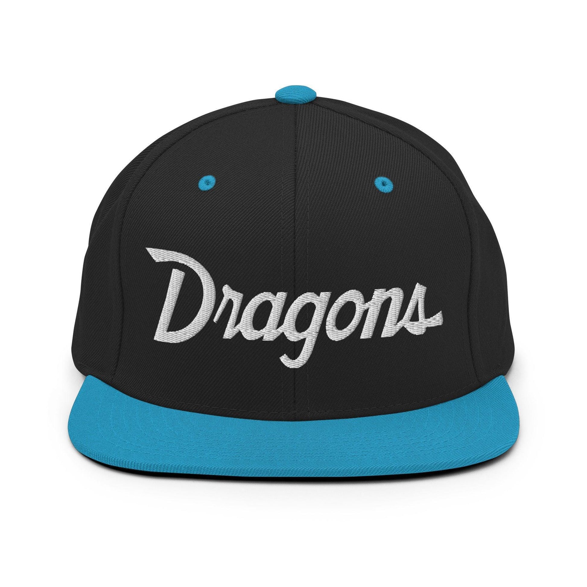 Dragons School Mascot Snapback Hat Black/ Teal