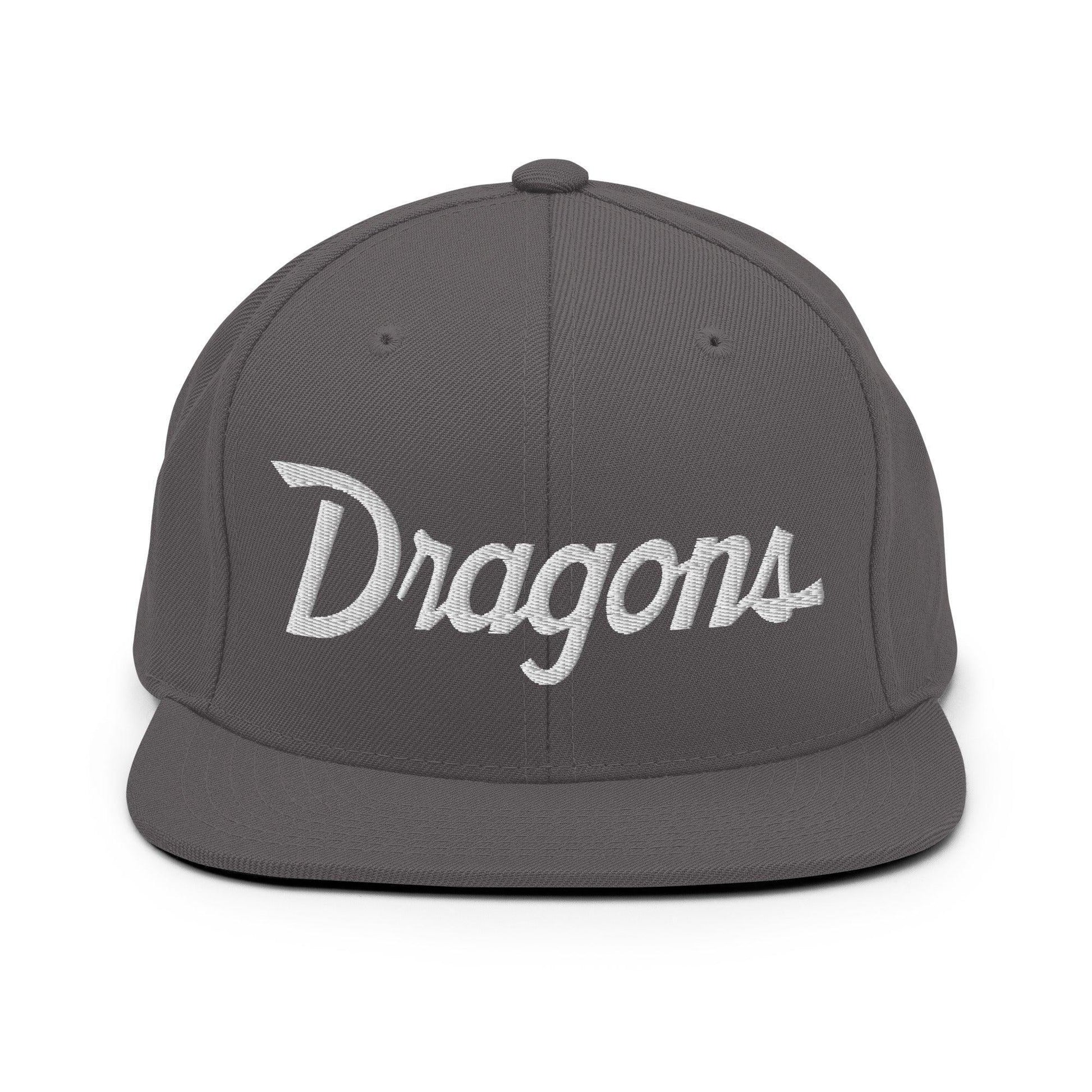 Dragons School Mascot Snapback Hat Dark Grey
