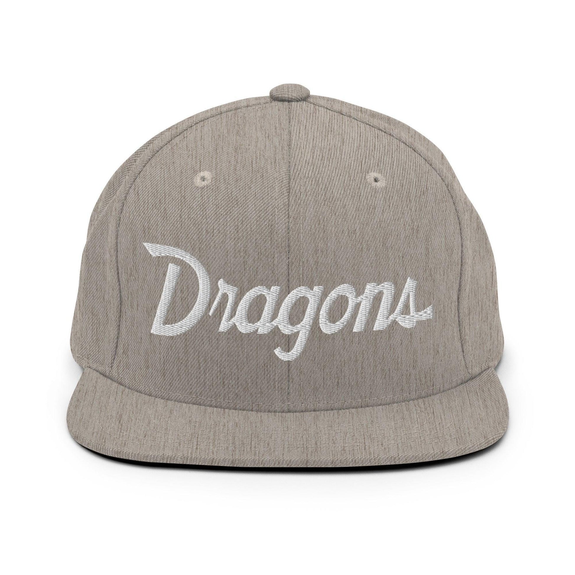 Dragons School Mascot Snapback Hat Heather Grey