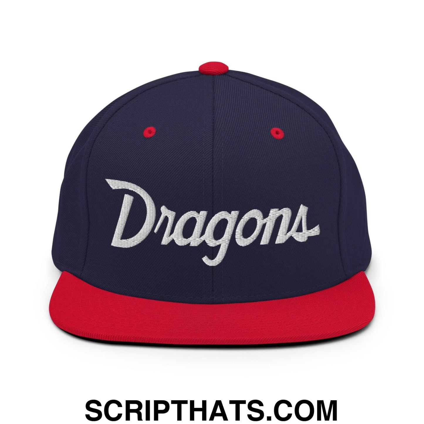 Dragons School Mascot Snapback Hat Navy Red