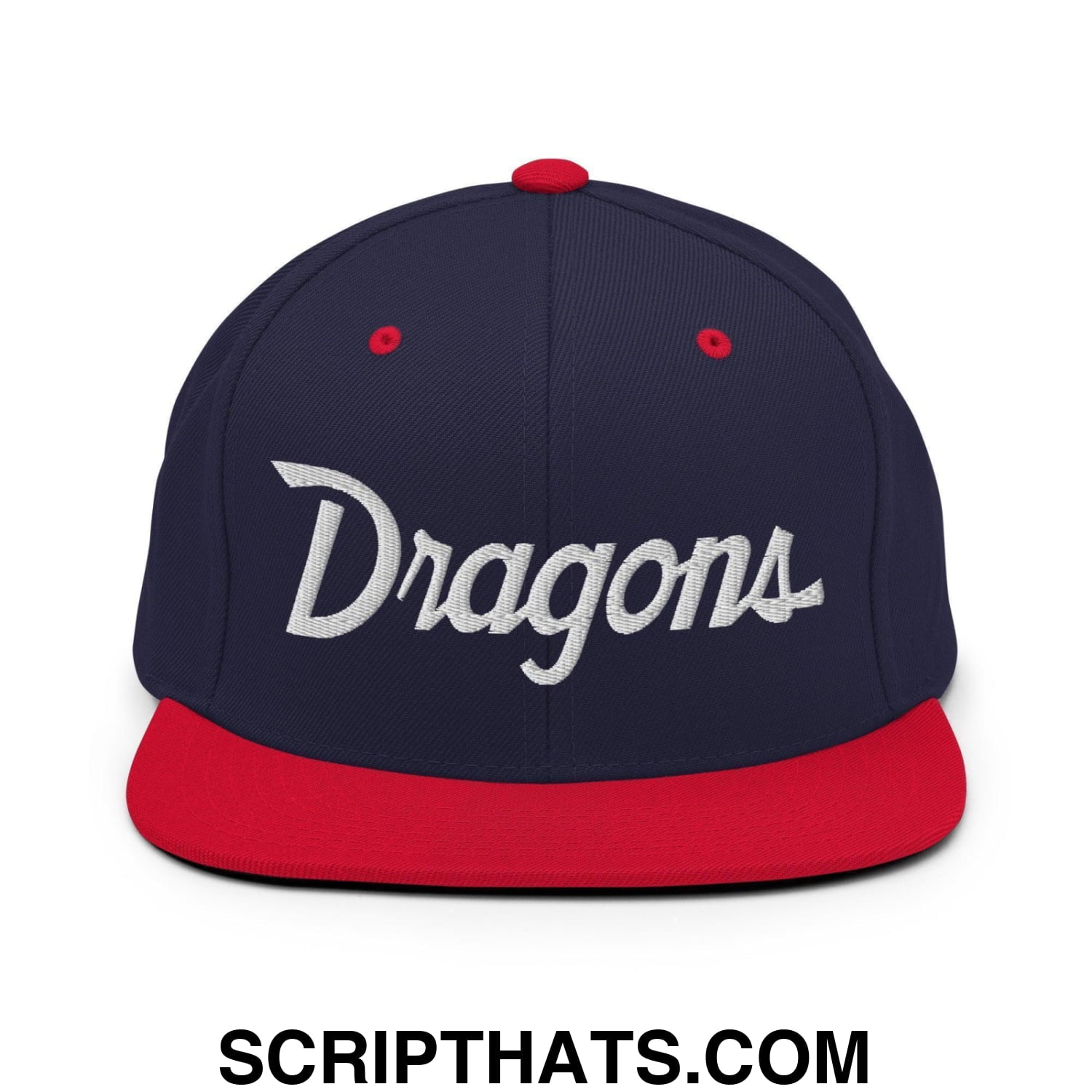 Dragons School Mascot Snapback Hat Navy Red
