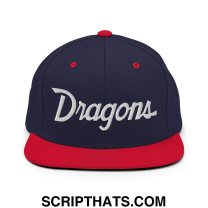 Dragons School Mascot Snapback Hat Navy Red