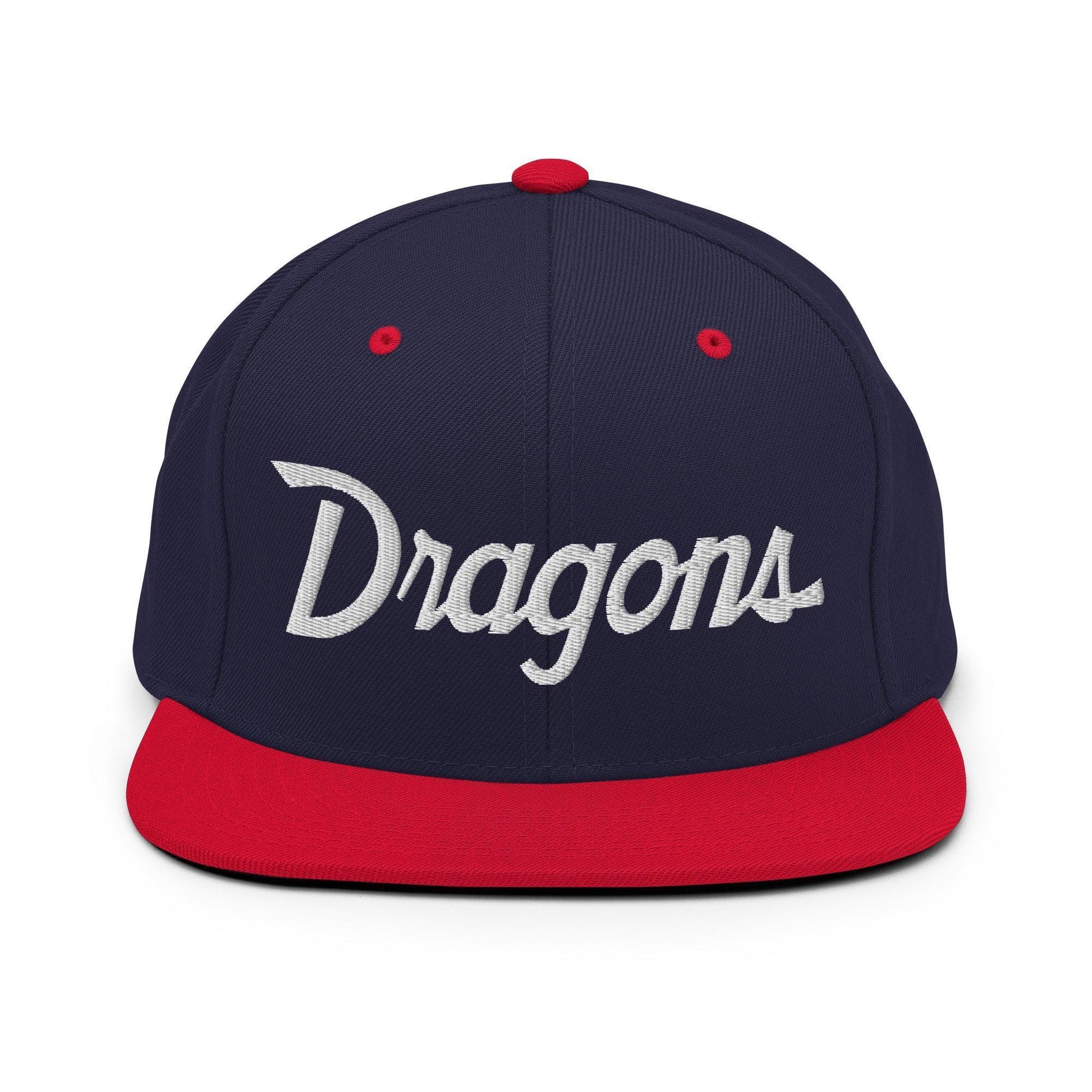 Dragons School Mascot Snapback Hat Navy/ Red