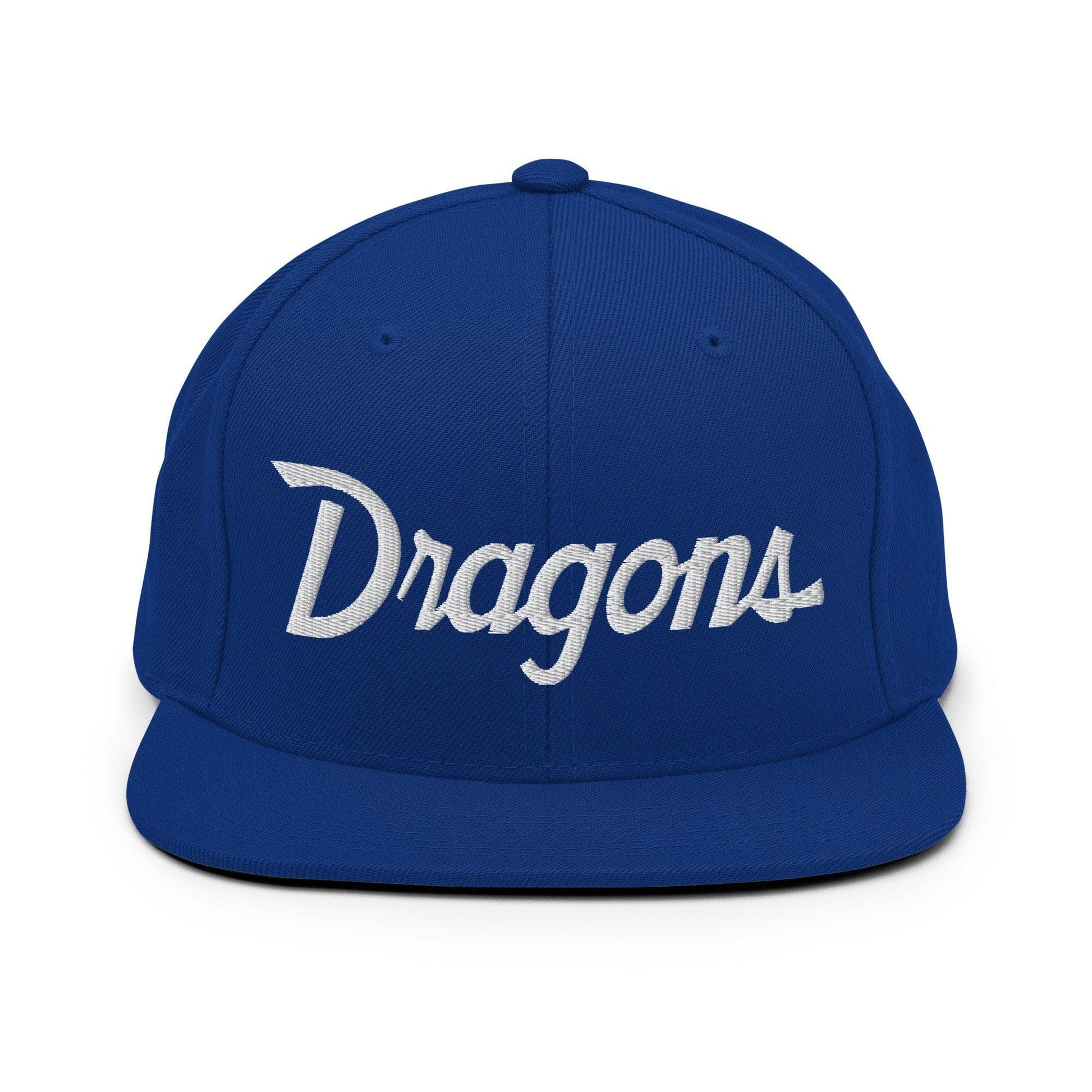 Dragons School Mascot Snapback Hat Royal Blue