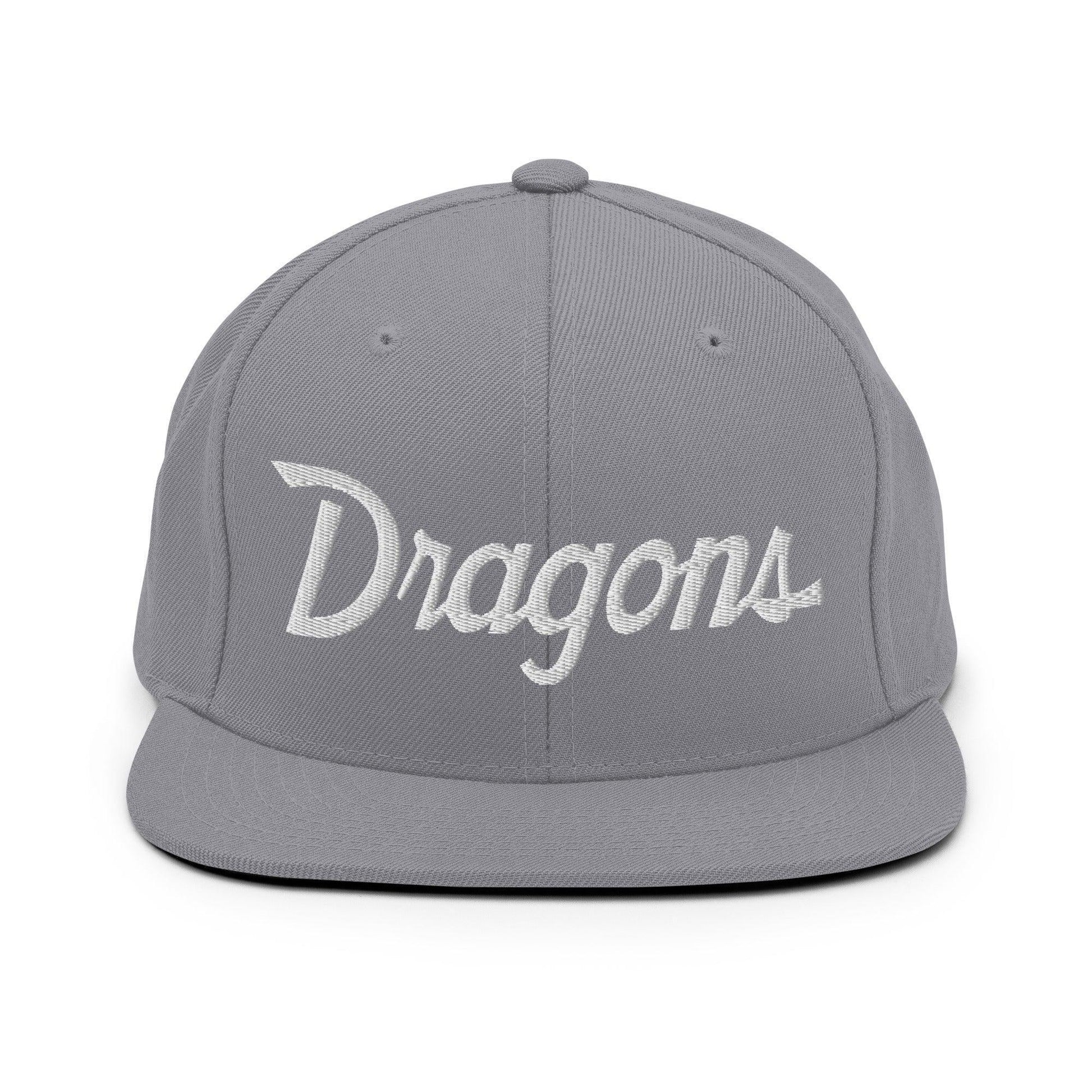 Dragons School Mascot Snapback Hat Silver