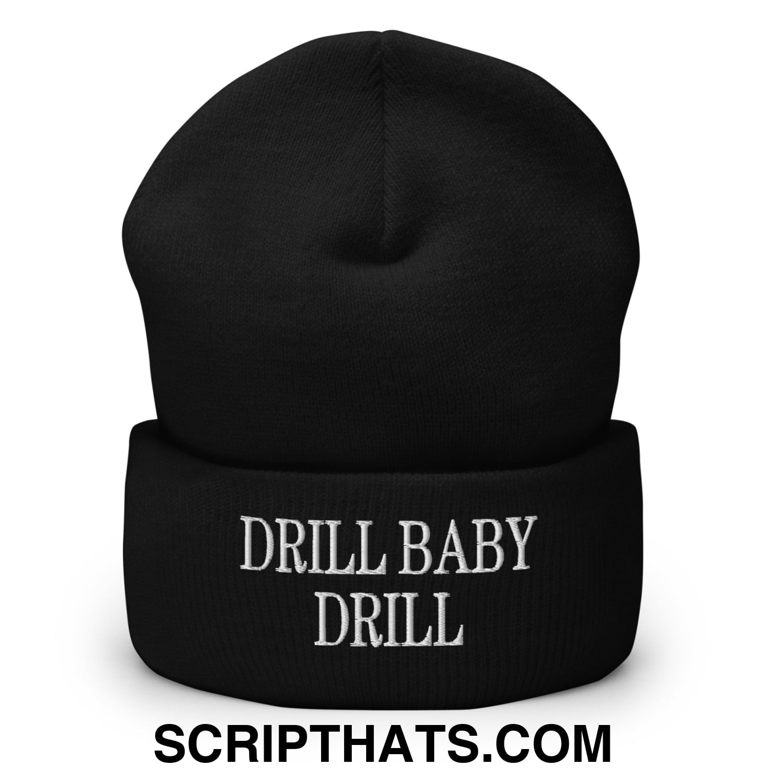 Drill Baby Drill Embroidered Knit Cuffed Beanie Black