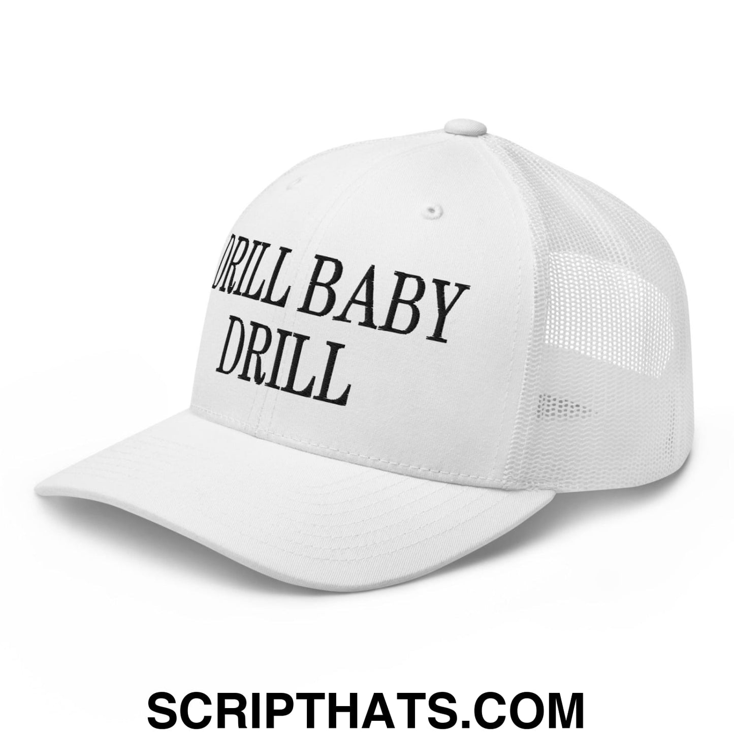 Drill Baby Drill Retro Trucker Hat White