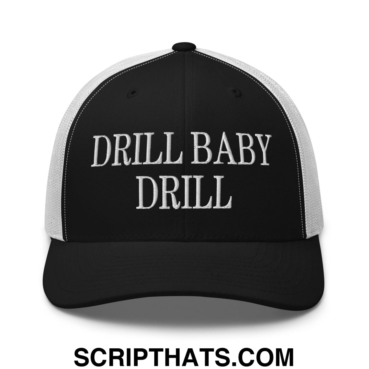 Drill Baby Drill Retro Trucker Hat Black White