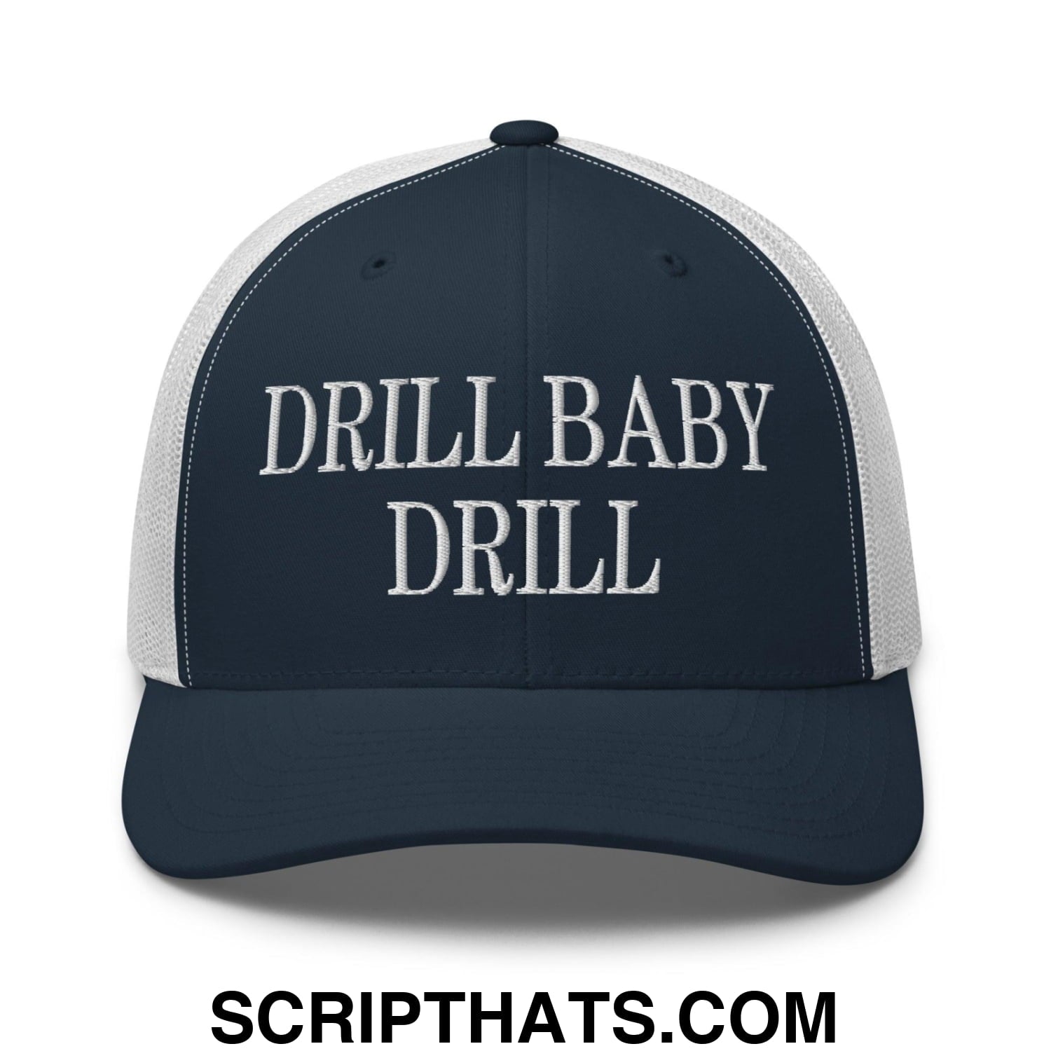Drill Baby Drill Retro Trucker Hat Navy White