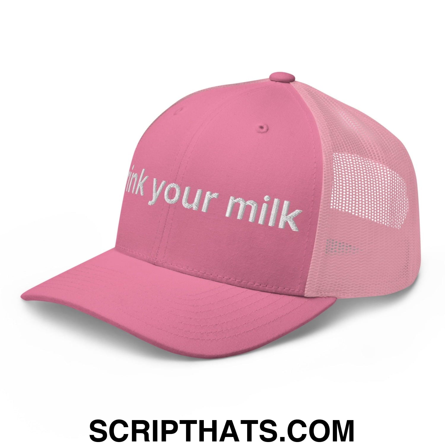 Drink Your Milk Retro Trucker Hat Pink